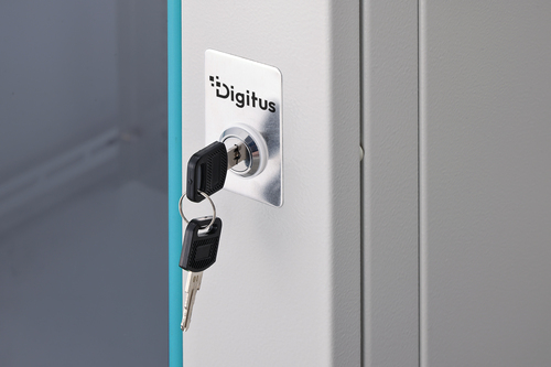 Digitus Dynamic-N 16U Wall Mountable Enclosed Cabinet Rack Cabinet for Networking, Server - Light Grey - Glass, Steel, She