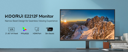 KOORUI ESSENTIAL E2212F 
21,45?-LCD mit 16:9-Format und IPS-Technik für hervorragende Bildqualität
super-kompaktes und ult