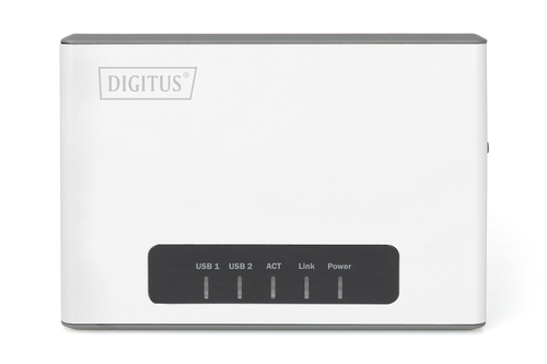 Digitus 2-Port USB 2.0 Wireless Multifunktions-Netzwerk Server, 300 Mbps. Produktfarbe: Weiß, LED-Anzeigen: Link, Leistung