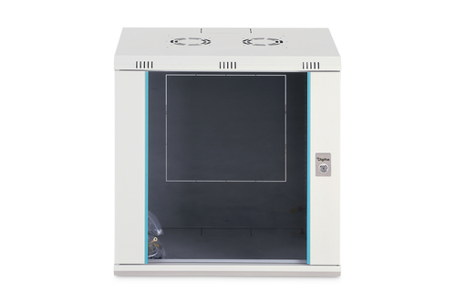 Digitus Dynamic-N 12U Wall Mountable Enclosed Cabinet Rack Cabinet for Networking, Server - Light Grey - Steel, Glass, She