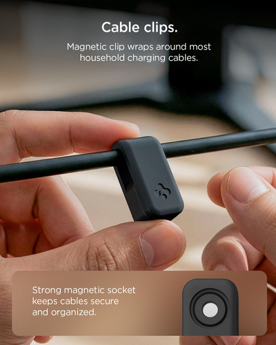 Spigen Magnetic Cable Holder | LD103. Type: Cable holder, Purpose: Desk, Product colour: Black. Quantity per pack: 1 pc(s)