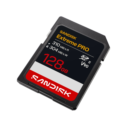 SanDisk Extreme PRO SD UHS-II V90 Card - 128GB. Capacidade: 128 GB, Tipo de flash card: SDXC, Velocidade de leitura: 310 M