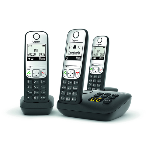 Gigaset A690A DECT-Schnurlostelefon - Schwarz - 3 Mobilteil(e) - Anrufbeantworter