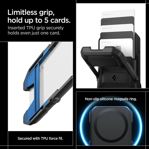 Spigen Tough Armor Pro (Mag Fit) MagSafe Card Holder. Product type: Card holder, Product colour: Black, Material: Thermopl