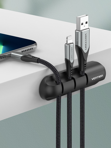 Vention Cable Organizer - Black - 2 Pack Pack - Cable Manager - Silica Gel