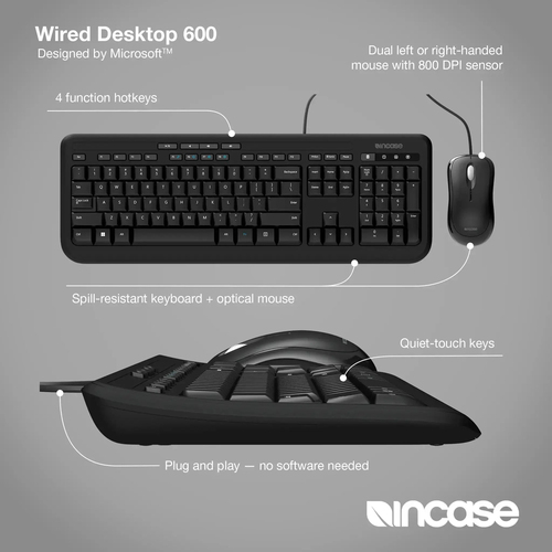 Incase Designed by Microsoft Wireless Tastatur- und Mausset 600. Tastatur Formfaktor: Volle Gr�ße (100%). Tastatur-Stil: G