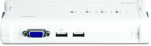 Trendnet TK-407K. Tastatur Porttyp: USB, Maus-Porttyp: USB, Video Porttyp: VGA. Maximale Auflösung: 2048 x 1536 Pixel, Sca