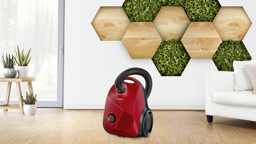 Bosch Serie 2 BGBS2RD1 Aspirapolvere con sacco Rosso. Massima potenza in entrata: 600 W. Tipo: A cilindro, Tipo di pulizia