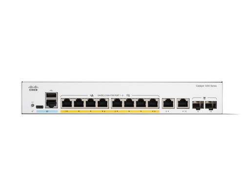 Cisco C1200-8P-E-2G. Tipo de switch: Gerido, Camada de switches: L2/L3. Tipos de portas ethernet Basic switching RJ-45: Gi