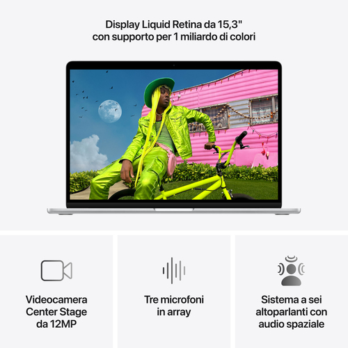Computer portatile - Apple MacBook Air MDVC4X/A 38,9 cm (15,3"") - Apple M5 - 24 GB - 1 TB SSD - Argento - Apple M5 Chip -