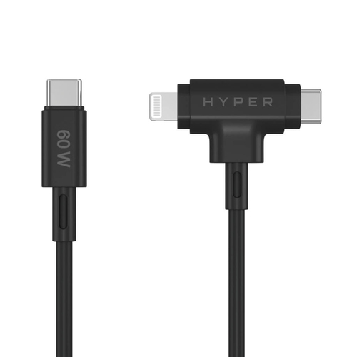 Hyper HyperJuice HJ4010BKGL 1.52 m Lightning/USB-C Data Transfer Cable - Cable for Notebook, Tablet, Phone, MacBook Air, H