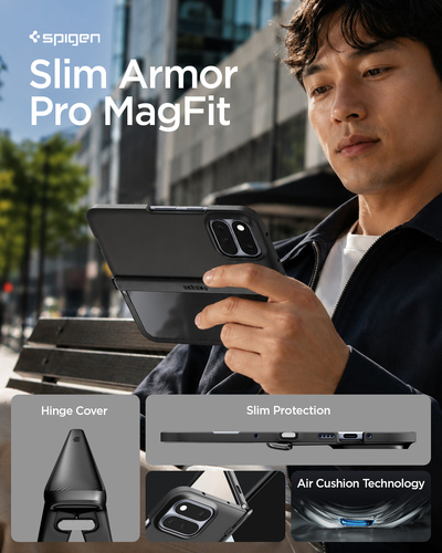 Spigen Slim Armor Pro Case for Google Pixel 11 Pro Fold Smartphone - Black - Wireless Charging Compatible