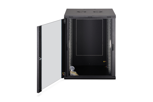 Digitus Dynamic-N 16U Wall Mountable Enclosed Cabinet Rack Cabinet for Networking, Server - Light Grey - Steel, Glass, She