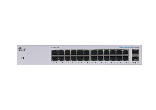 Cisco 110 CBS110-24T 24 Ports Ethernet Switch - 2 Layer Supported - Modular - 2 SFP Slots - 16.34 W Power Consumption - Tw