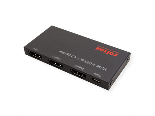 Roline 2-Wege HDMI-Splitter - Schwarz - 3840 x 2160 - 1 x HDMI Ein - 2 x HDMI Aus