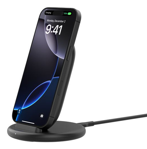 Belkin BoostCharge Induktionsladegerät - Schwarz - für Qi-fähiges Gerät, Smartphone, iPhone - Eingangsstecker: USB - Schne