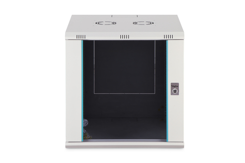 Digitus Dynamic-N 12U Wall Mountable Enclosed Cabinet Rack Cabinet for Networking, Server - Light Grey - Steel, Glass, She
