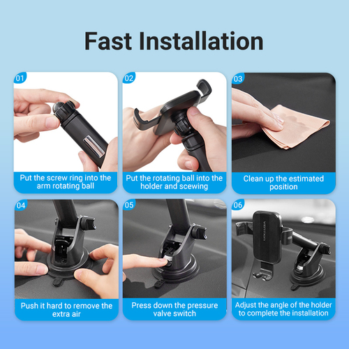 Vention KCOB0 Car, Smartphone, Car Console, Desk SmartPhone Holder - 117.6 mm x 73 mm x 161.9 mm x - ABS, Silicone Box - B