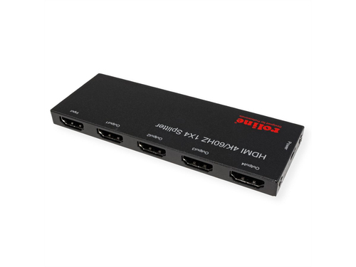 Roline HDMI-Splitter für Monitor, Projektor - Schwarz - 3840 x 2160 - 1 x HDMI Ein - 4 x HDMI Aus