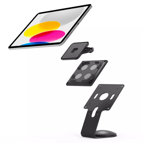 Support pour tablette PC Compulocks - Paysage, Portrait - Acier - Noir - Base pivotante, Fixation adhésive, Angle de visua