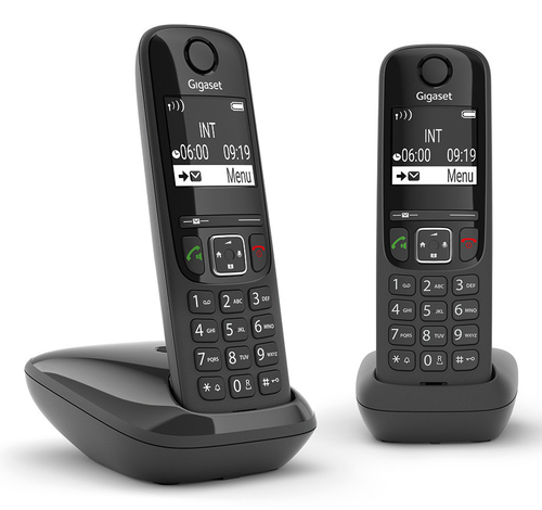 Gigaset AS690 Duo DECT-Schnurlostelefon - Schwarz - 1 Telefonleitung(en) - 2 Mobilteil(e) - 1 Gleichzeitige Anrufe - Freis