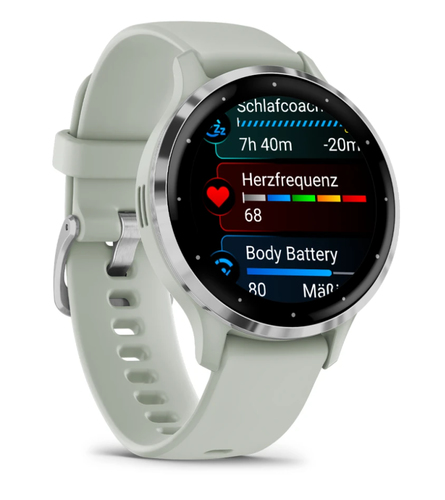 Garmin Venu 3S Smart Watch - Sage Gray Body Color - Phone, Speaker, Text Messaging - Sleep Quality, Stress - GPS - 240 Hou
