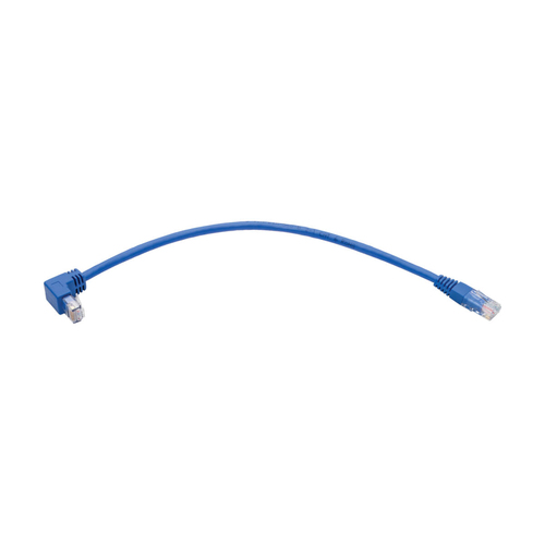 Tripp Lite N204-001-BL-DN Down-Angle Cat6 Gigabit Molded UTP Ethernet Cable (RJ45 Right-Angle Down M to RJ45 M), Blue, 1 f