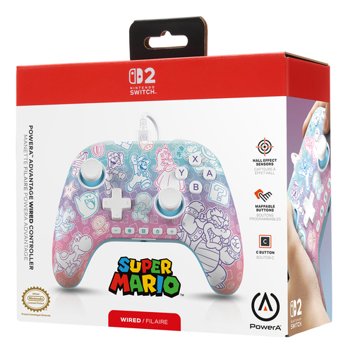 PowerA Advantage Wired Controller for Nintendo Switch 2 - Mushroom Kingdom. Device type: Gamepad, Gaming platforms support
