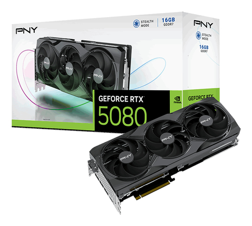 PNY NVIDIA GeForce RTX 5080 Grafikkarte - 16 GB GDDR7 - 7680 x 4320 - 2,30 GHz Core - 2,62 GHz Boost-Taktfrequenz - 256 Bi