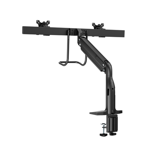 Bras support d'écran V7 DM1HDD pour Moniteur, Affichage - Noir mat - Support de barre à ressort à gaz robuste V7 pour doub