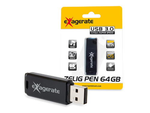 Hamlet Zelig Pen Drive - Memoria Flash da 64 GB USB3.0 Colore Nero. Compatibile Windows - MAC e Linux.  Velocità di trasfe