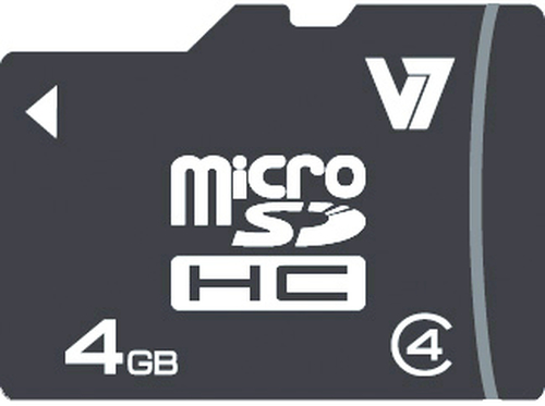 V7 VAMSDH4GCL4R-2E 4 GB Class 4 microSDHC - 4 MB/s Read - 4 MB/s Write - 5 Year Warranty