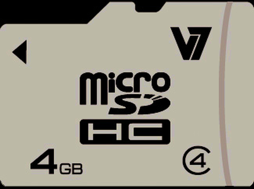 V7 VAMSDH4GCL4R-2E 4 GB Class 4 microSDHC - 4 MB/s Read - 4 MB/s Write - 5 Year Warranty
