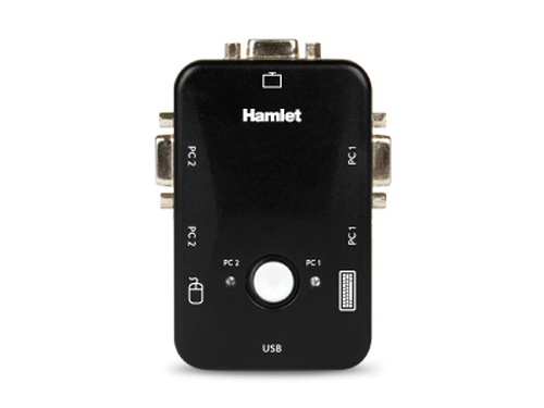 Hamlet KVM Switch per 2 PC + 3 Porte USB + VGA. Consente di condividere due PC o Notebook con un unica tastiera e mouse US