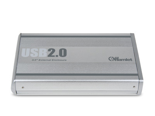 Hamlet Box Esterno 3,5" Controller SATA Interfaccia USB 2 .0  Chassis in alluminio, Alimentatore incluso, Plug&Play, Compa