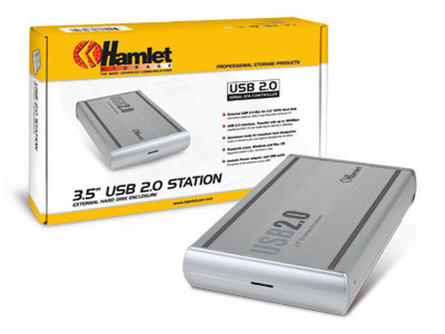 Hamlet Box Esterno 3,5" Controller SATA Interfaccia USB 2 .0  Chassis in alluminio, Alimentatore incluso, Plug&Play, Compa