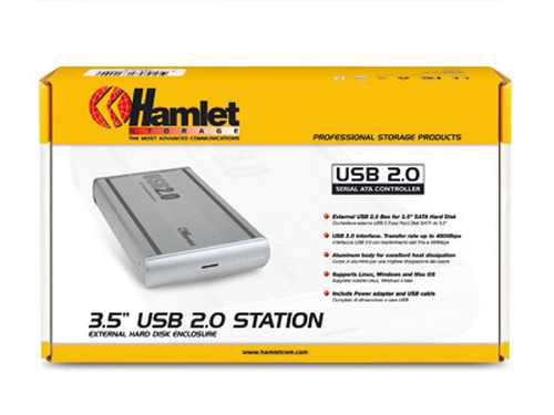 Hamlet Box Esterno 3,5" Controller SATA Interfaccia USB 2 .0  Chassis in alluminio, Alimentatore incluso, Plug&Play, Compa