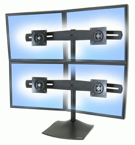 Ergotron Monitor Stand - Up to 61 cm (24") Screen Support - 56.25 kg Load Capacity - Desk - Steel, Aluminium - Black - For