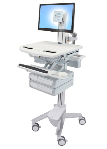 Ergotron StyleView Medical Trolley - 2 Drawer (1x2) - Push/Pull Handle - 17.69 kg Load Capacity - 4 Casters - 101.60 mm Ca